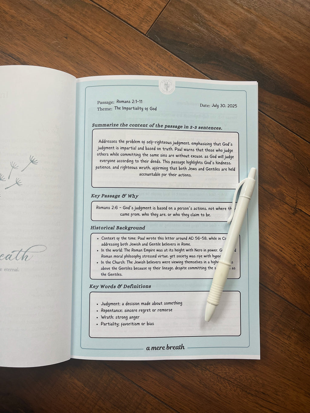 Bible Study Journal - Blue